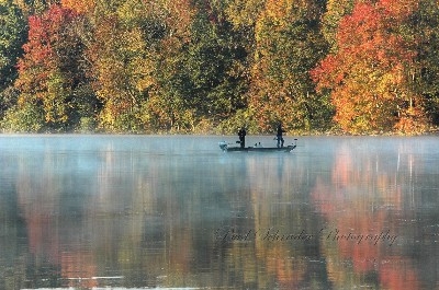Fishing in the Fall, Lake Logan - There are always nice fall shots to be had around the lake, the fishermen were an added point of interest