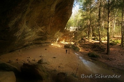 Lone Hiker - I normally try not to get people in my shots, but I really like the mood this projects. Ash Cave