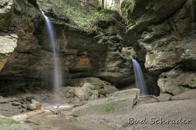 Double Falls At Conkles Hollow - First time I ever caught this much flow. Normally no water on the left falls.
